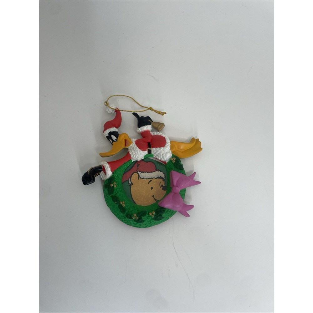 Looney Tunes Daffy Duck Christmas Ornament Wreath Photo Frame 1997 Warner Bros